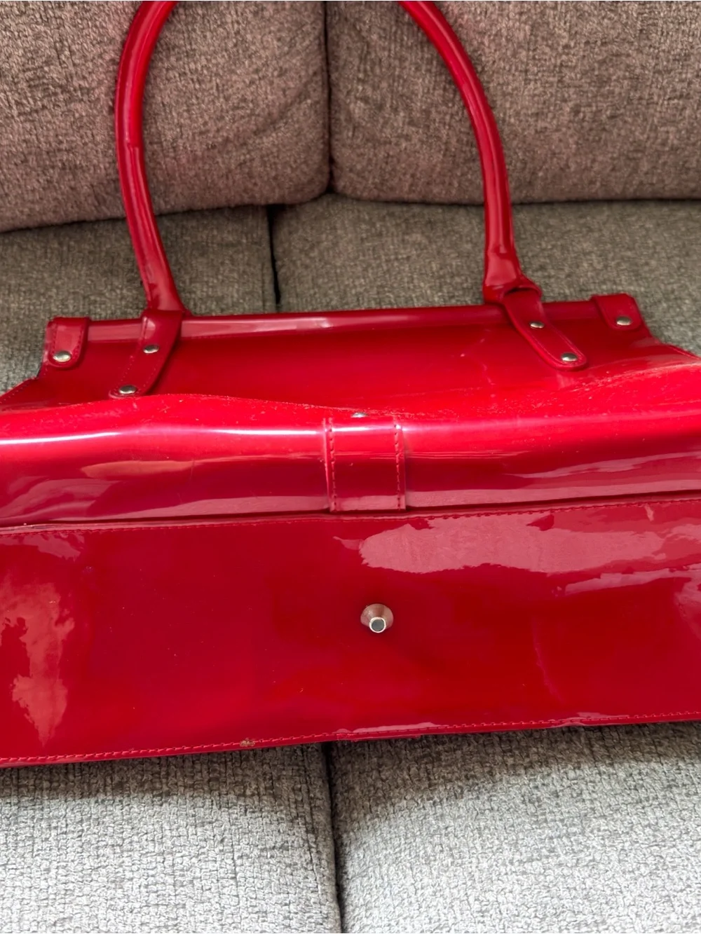 Beijo Red Patent Top-Handle Satchel with Turn-Lock